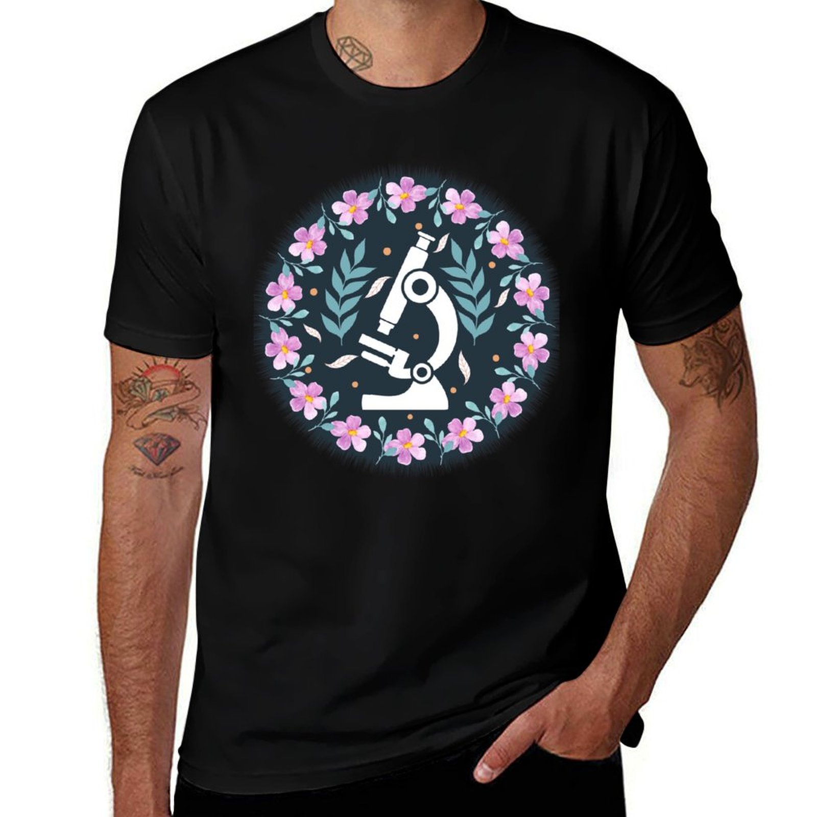 Medical Lab Graphics - Kleurrijke Folk Microscoop - T-shirt voor